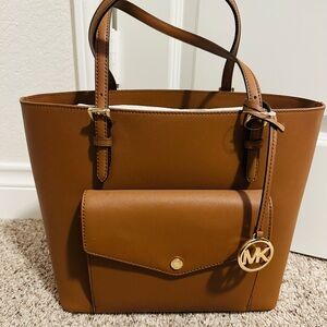 Michael Kors Brown Leather Tote with Gold Hardware